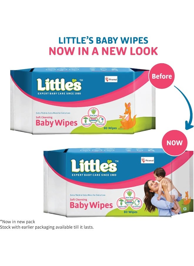 Little's Soft Cleansing Baby Wipes, 80 Wipes (Pack of 4)