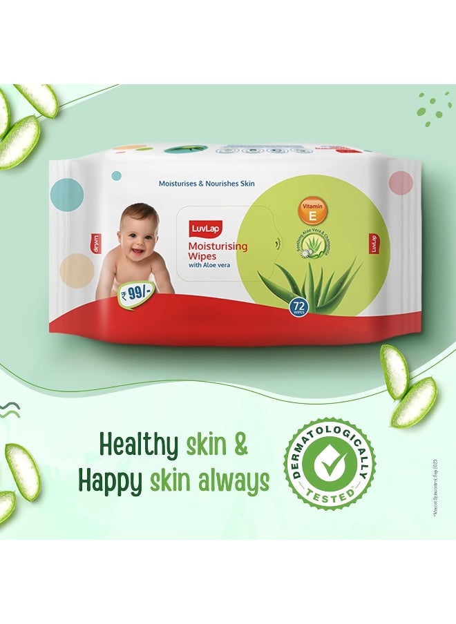 LuvLap Baby Moisturising Wipes with Aloe Vera, 72 Wipes, Pack of 3 Combo