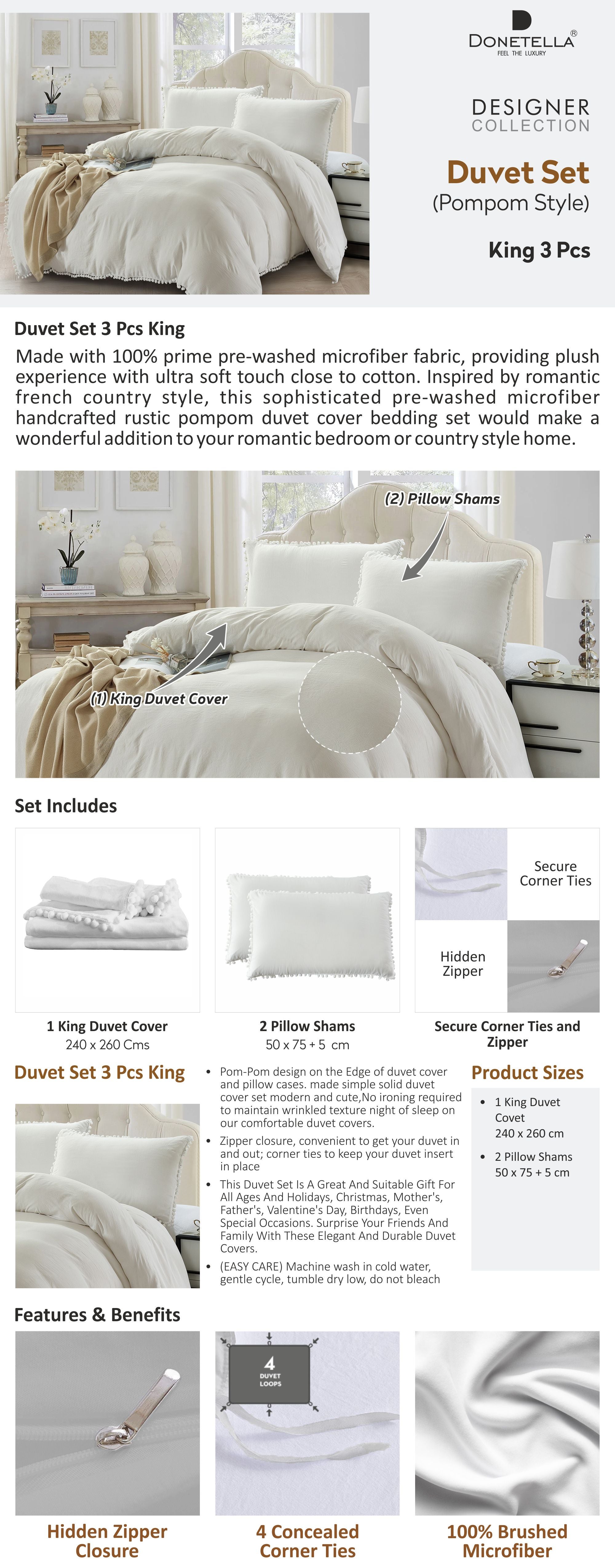 3-Piece Duvet Cover Set Microfiber white King none