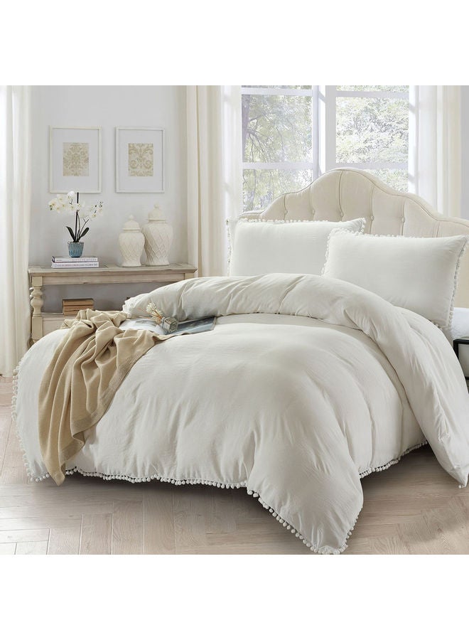 3-Piece Duvet Cover Set Microfiber white King none