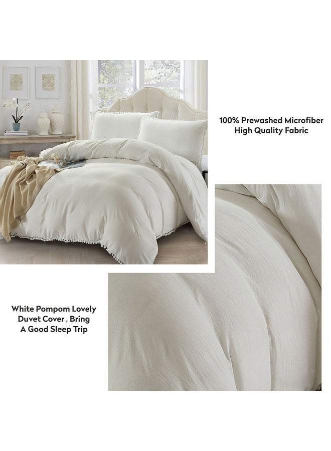 3-Piece Duvet Cover Set Microfiber white King none