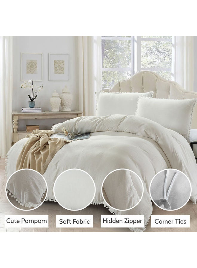 3-Piece Duvet Cover Set Microfiber white King none