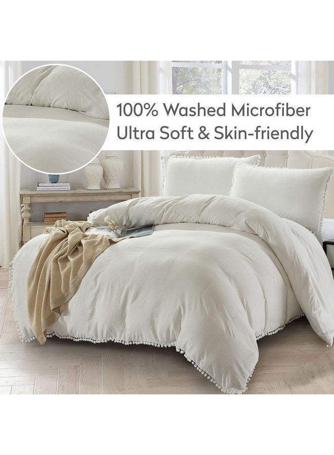 3-Piece Duvet Cover Set Microfiber white King none