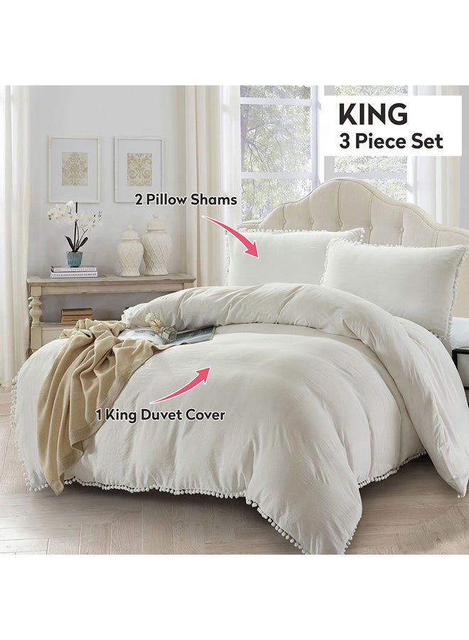 3-Piece Duvet Cover Set Microfiber white King none