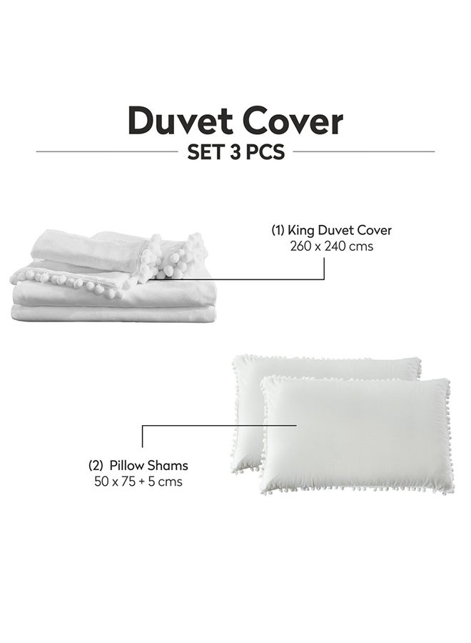3-Piece Duvet Cover Set Microfiber white King none