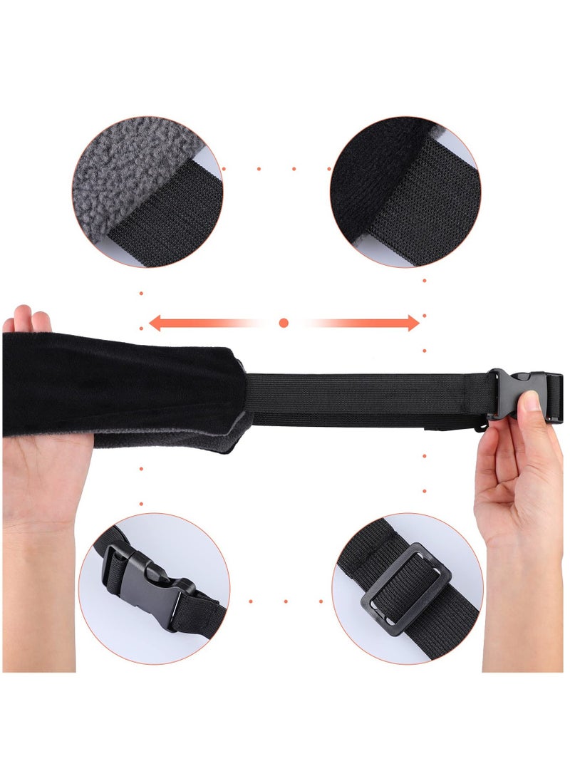 Travel Pillow for Sleeping Airplane, 2 Sets Headrest Travel Pillow Neck Pillow for Airplane Travel Functional Airplane Head Straps Neck Brace for Sleeping on Airplane Car, Black
