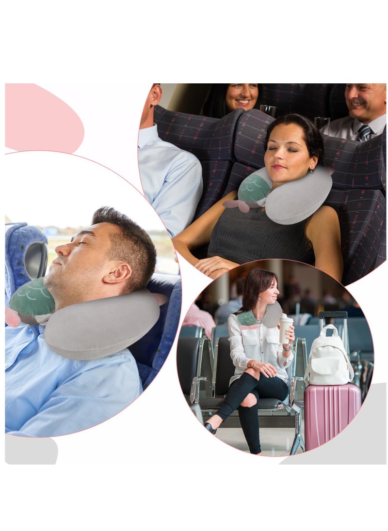 Travel Pillow for Kids, Cute Animal Neck Support for Children Pillow Memory Foam Airplane Pillow U Shaped Travel Pillow for Airplane Train Car Travel Sleeping Camping, Grey