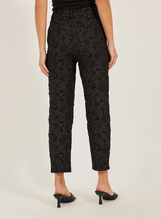 Mid Rise Jacquard Tapered Leg Tailored Pants