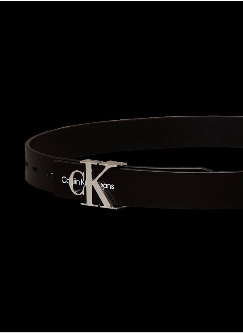 Women's Leather Logo Belt - Leather, Black
