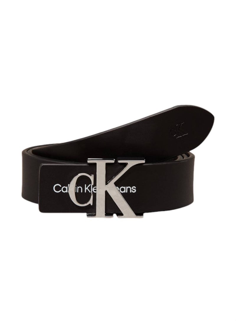 Women's Leather Logo Belt - Leather, Black