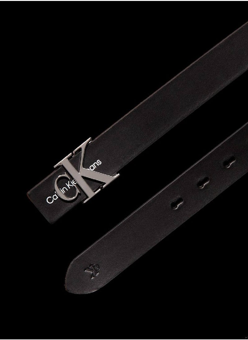 Women's Leather Logo Belt - Leather, Black