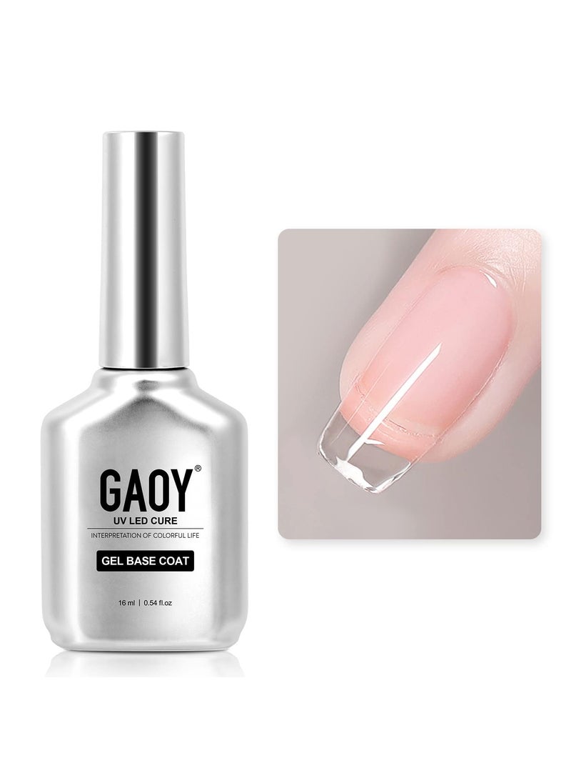 GAOY Gel Base Coat for Gel Nail Polish 16ml No Wipe Clear Foundation for Long Lasting UV Gel Nail Art DIY at Home