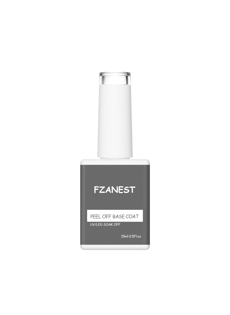 FZANEST Peel Off Gel Base Coat For Gel Nail Polish15ml UV LED Light Peelabel Base Gel Polish Non Toxic Vegan Cruelty Free