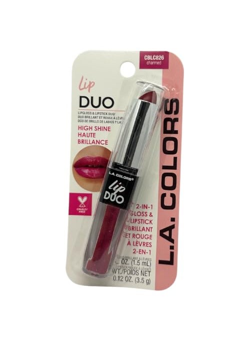 LA Colors Lip Gloss & Lipstick Duo, Moisturizes lips with natural color & high Shine, BLC826 Charmed by Unknown