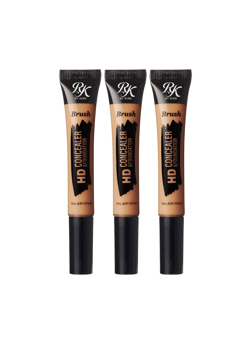 Ruby Kisses HD Concealer  Foundation Brush Flawless Full Coverage Face Makeup Lightweight Highlighter Long Lasting Under Eye Conceals Contour Corrector 3 Pack Fawn
