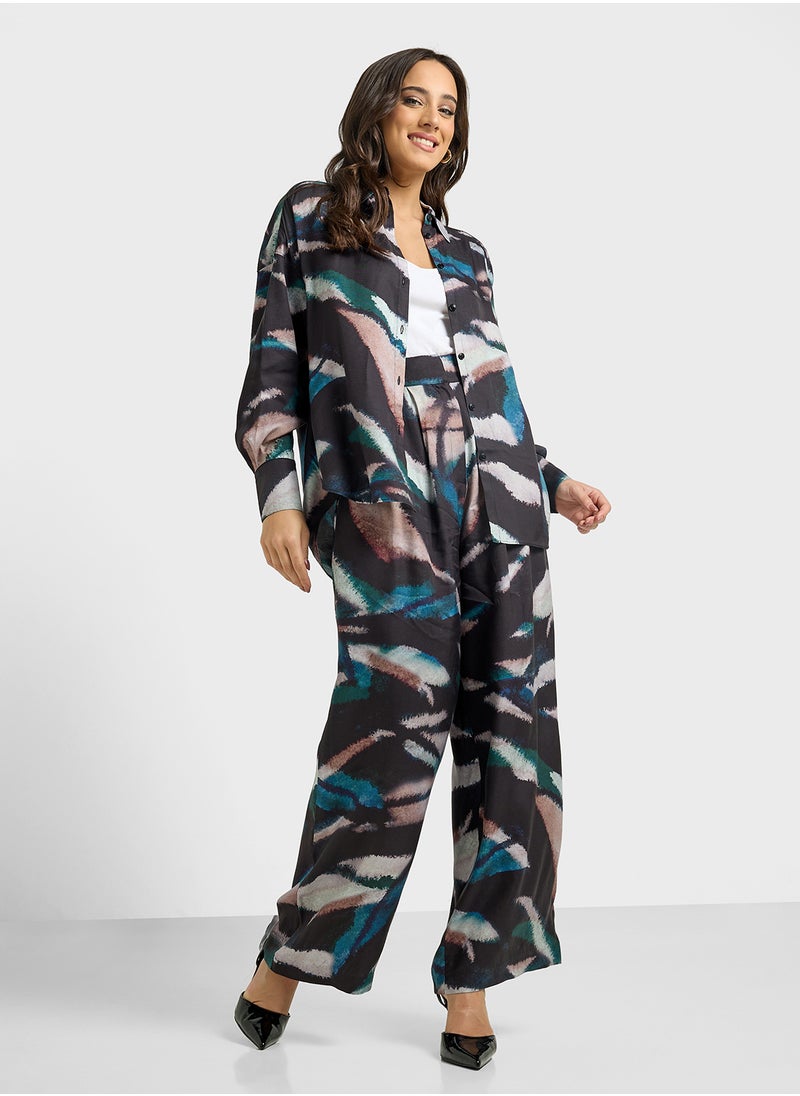 Printed Wide Leg Pants