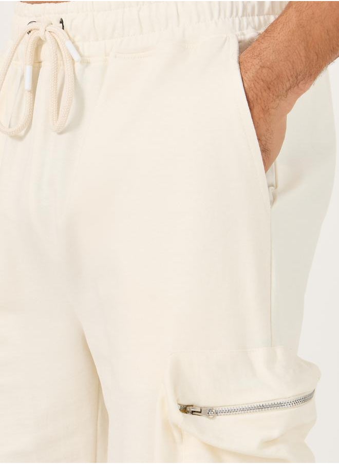 Oversized Fit Utility Cargo Shorts with Zipper