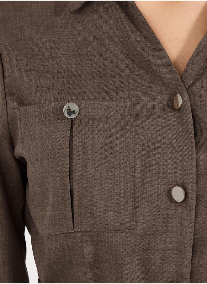 Styli Buttoned Collared Shirt with Tie Belt