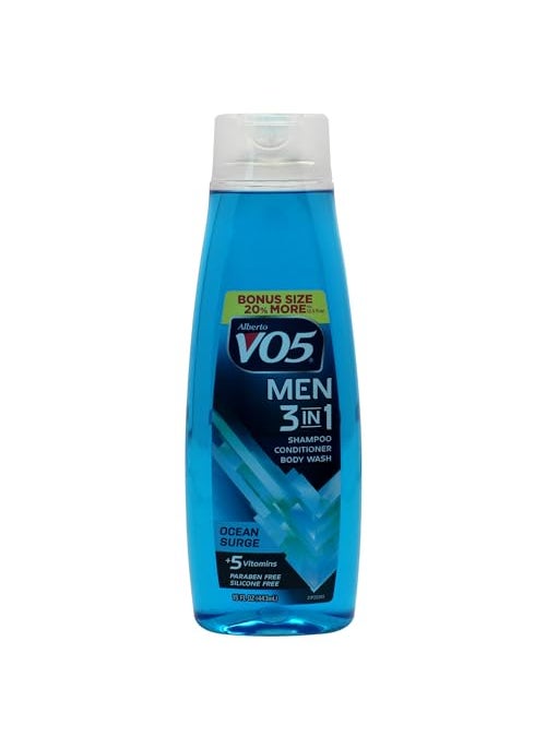 VO5 Alberto Men 3 in 1 Fresh Ocean Surge - 3 in 1 Shampoo Conditioner and Body Wash - With 5 Oils and 5 Vitamins - Energizing Ocean Scent - 15 oz