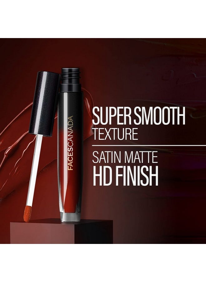 FACESCANADA Comfy Silk Liquid Lipstick - Soulful Brown 01, 3Ml | Satin Matte Hd Finish | Longlasting | No Dryness | Smooth Texture | Mulberry Oil & Shea Butter For Plump Hydrated Lips