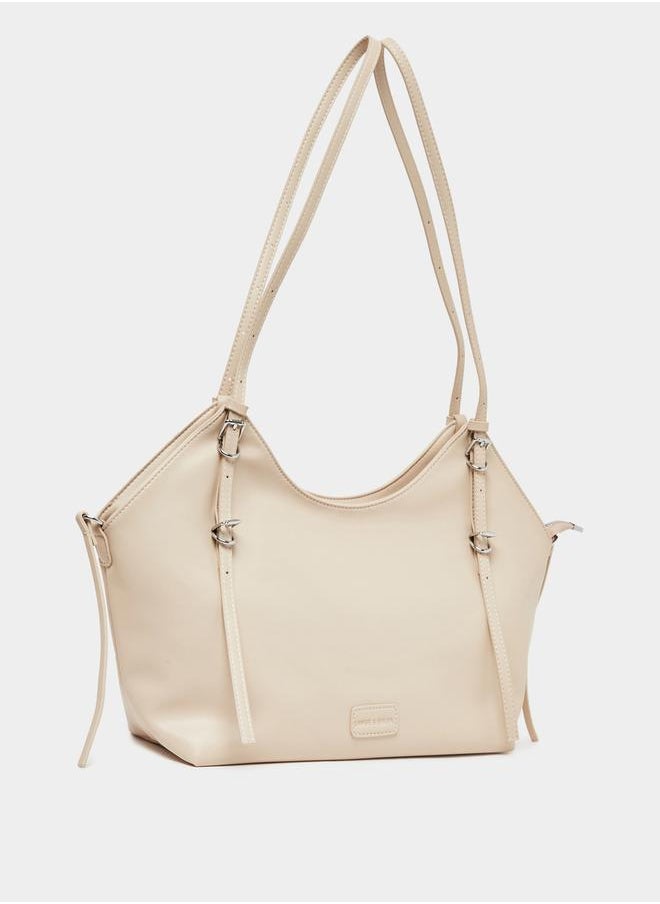 Belted Shoulder Bag with Zip Closure