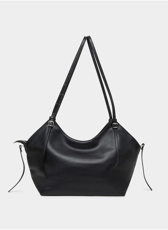 Solid Hobo Bag with Zip Closure
