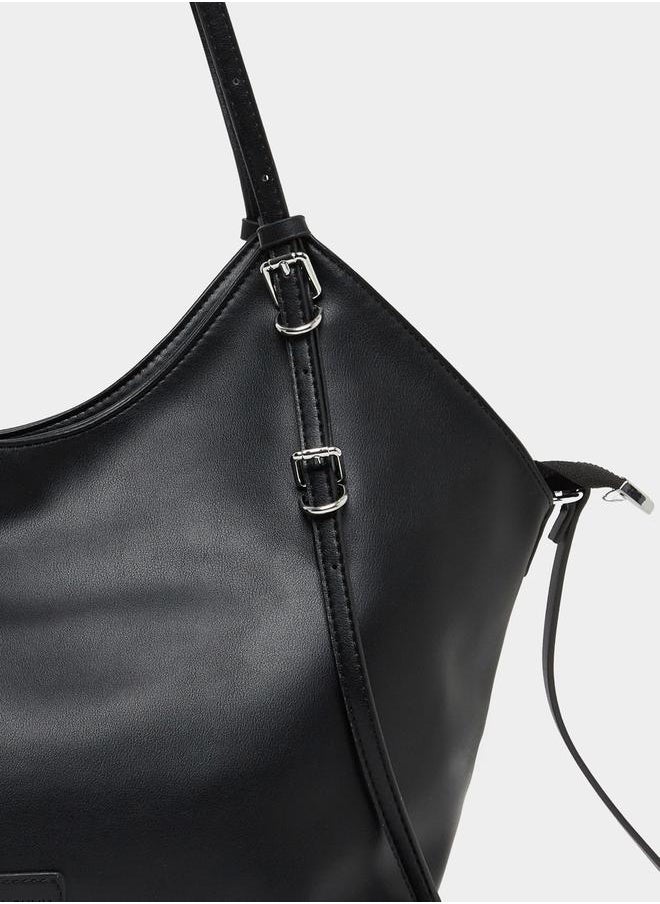 Solid Hobo Bag with Zip Closure