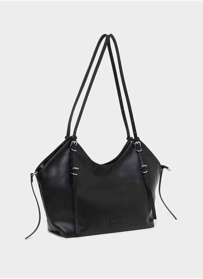 Solid Hobo Bag with Zip Closure