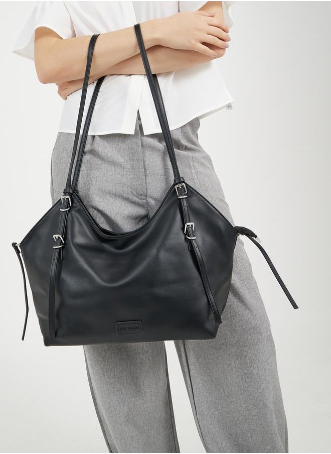 Solid Hobo Bag with Zip Closure