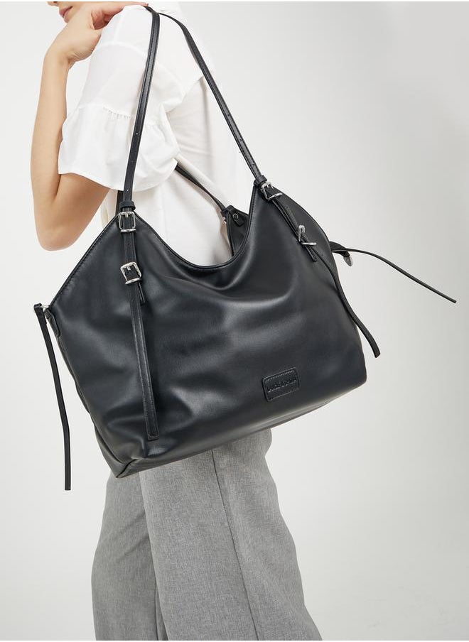 Solid Hobo Bag with Zip Closure