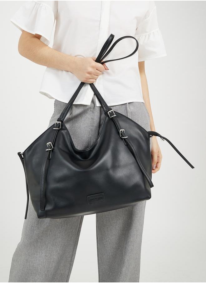 Solid Hobo Bag with Zip Closure