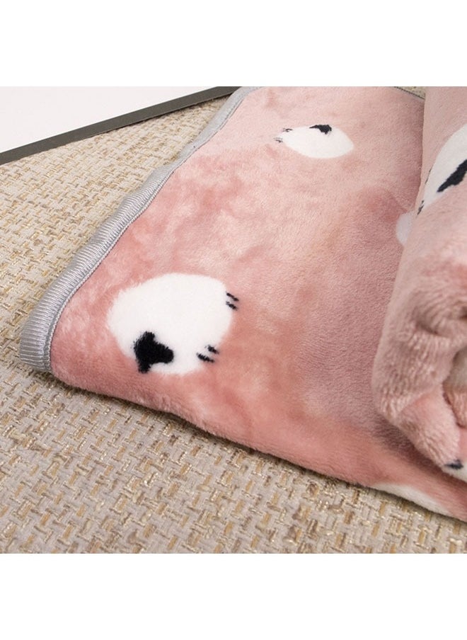 Cute Sheep Printed Soft Flannel Blanket Microfiber Super Soft Warm Plush Cozy Lightweight Baby Blanket 100*70cm