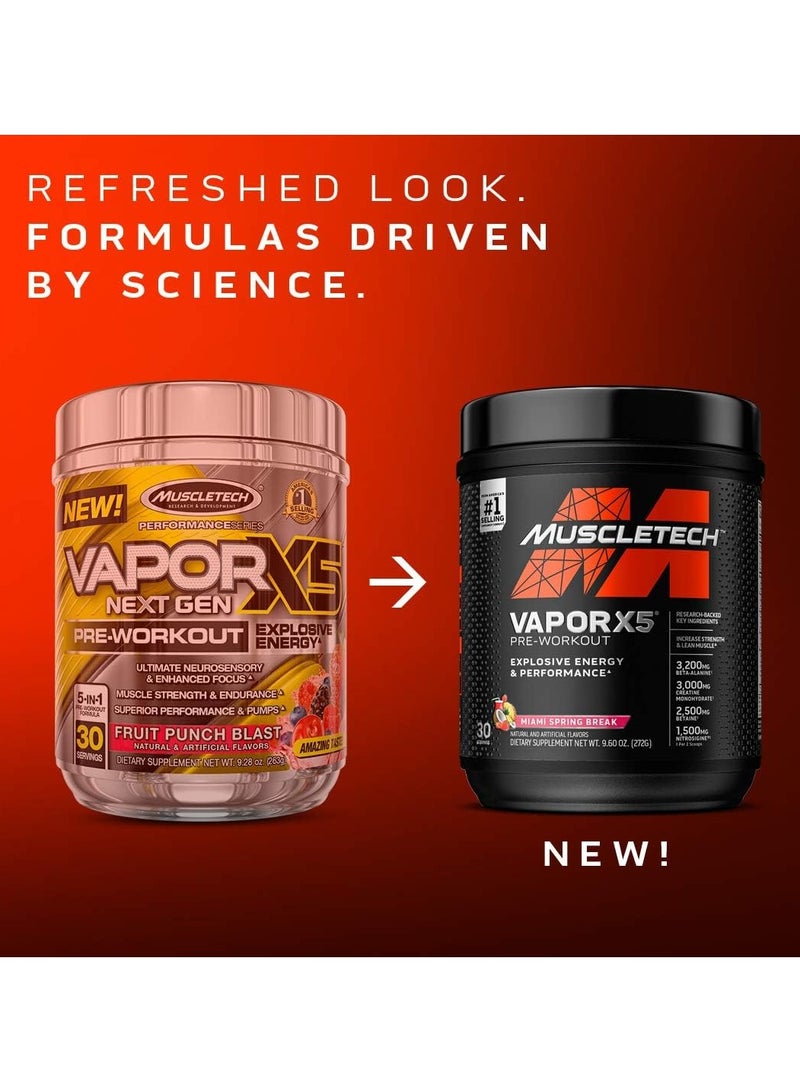 Vapor X5 Pre Workout Powder Explosive Energy And Performance Blue Razz Freeze 266 G