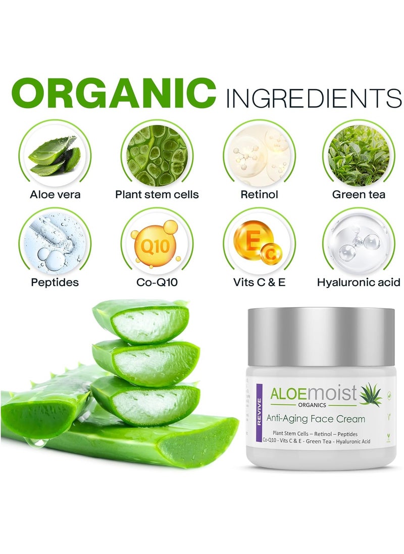 Anti Aging Retinol Cream for Face with Hyaluronic Acid, Vitamin C & E, Pure Aloe Vera Gel, Green Tea, Glycolic Acid – Retinol Eye Cream, Fine Line & Wrinkle Cream for Women & Men – 1.7 FL Oz