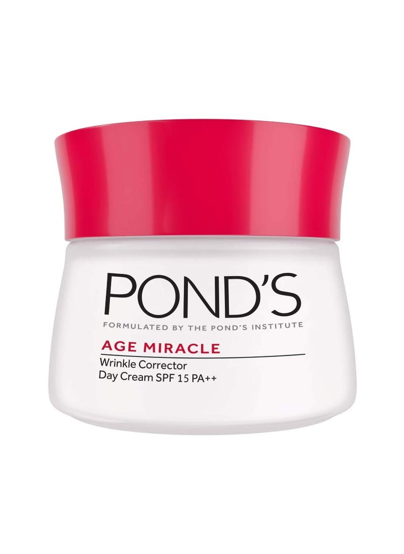 Ponds Age Miracle Day Cream, Anti Wrinkle Cream & Face Moisturizer with SPF 15, Use as a Daily Moisturizer for Face, 50 ML