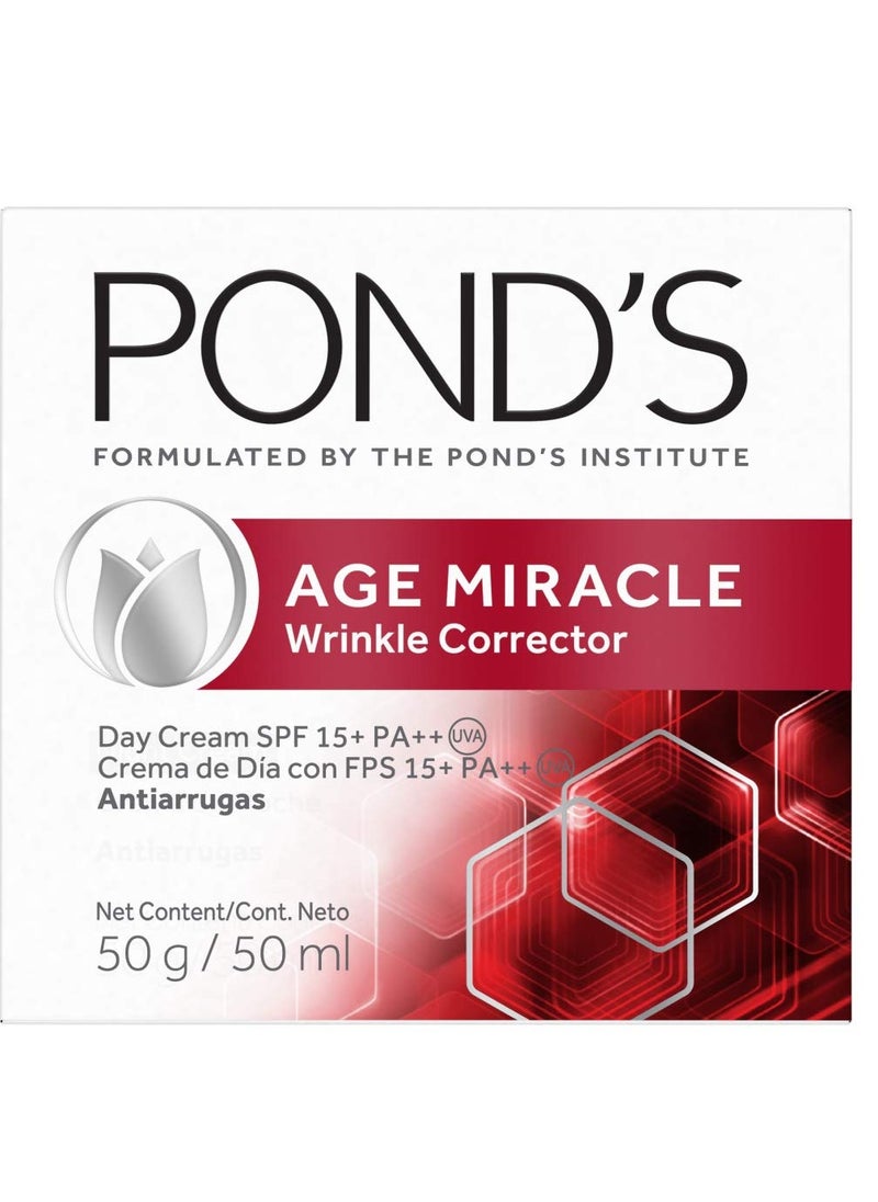 Ponds Age Miracle Day Cream, Anti Wrinkle Cream & Face Moisturizer with SPF 15, Use as a Daily Moisturizer for Face, 50 ML