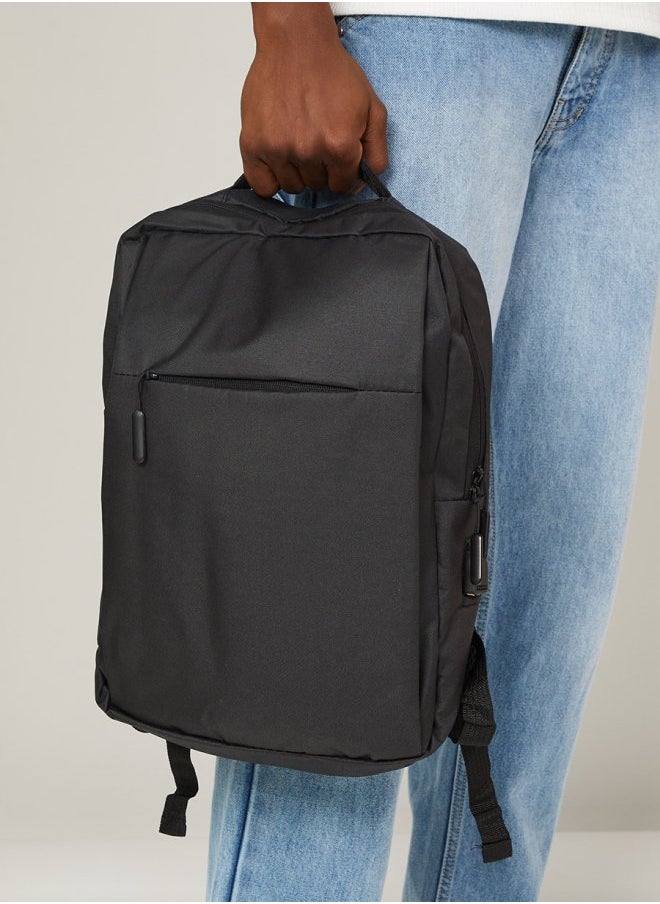 Front Zip Backpack with USB Port