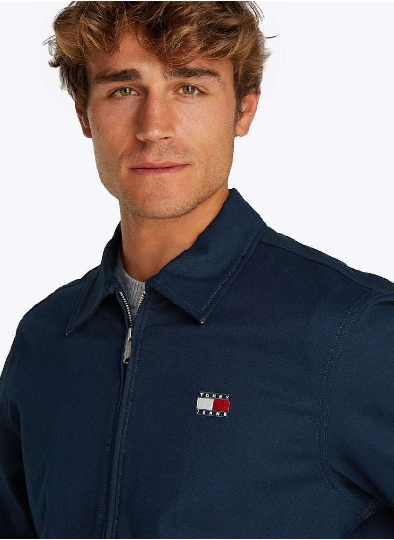 Men's Logo Zip-Thru Jacket - Cotton, Blue