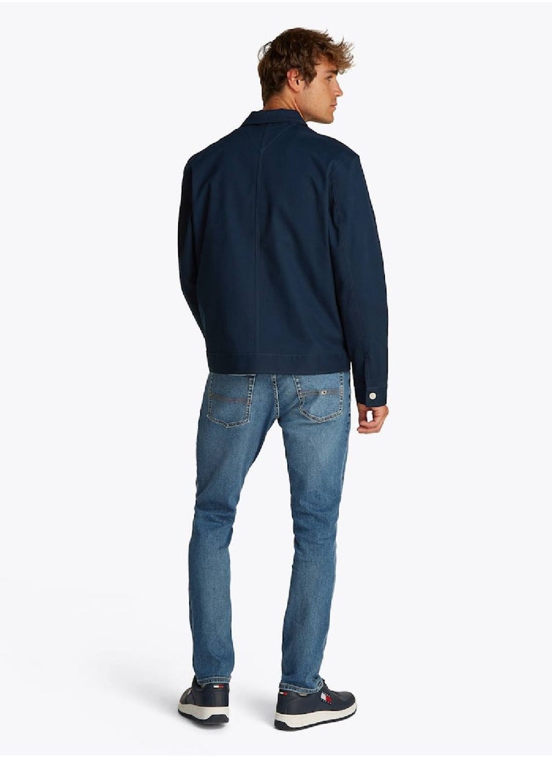 Men's Logo Zip-Thru Jacket - Cotton, Blue