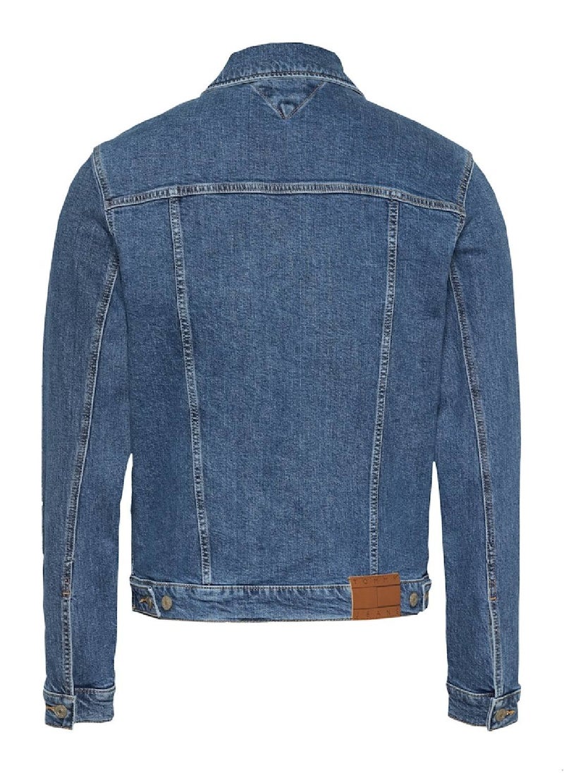 Men's Regular Fit Trucker Jacket - Cotton, Blue