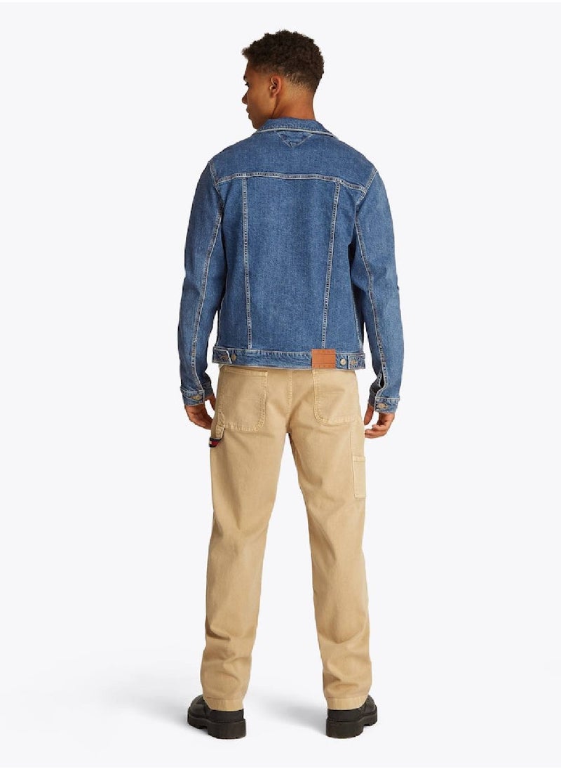 Men's Regular Fit Trucker Jacket - Cotton, Blue