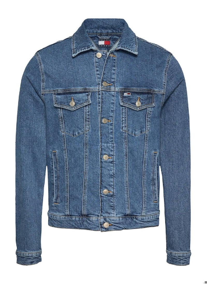 Men's Regular Fit Trucker Jacket - Cotton, Blue