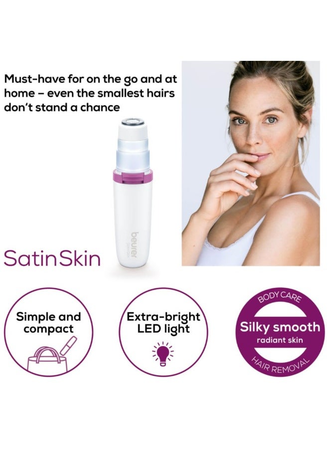 Facial Mini Hair Remover | Hl16 | Electric Facial Hair Removal For Women, Quick And Gentle, Finishing Touch For Upper Lips, Chin And Cheeks, Ideal For On-The-Go, With Smart White Light, White Color | Premium Facial Cleansing Tools