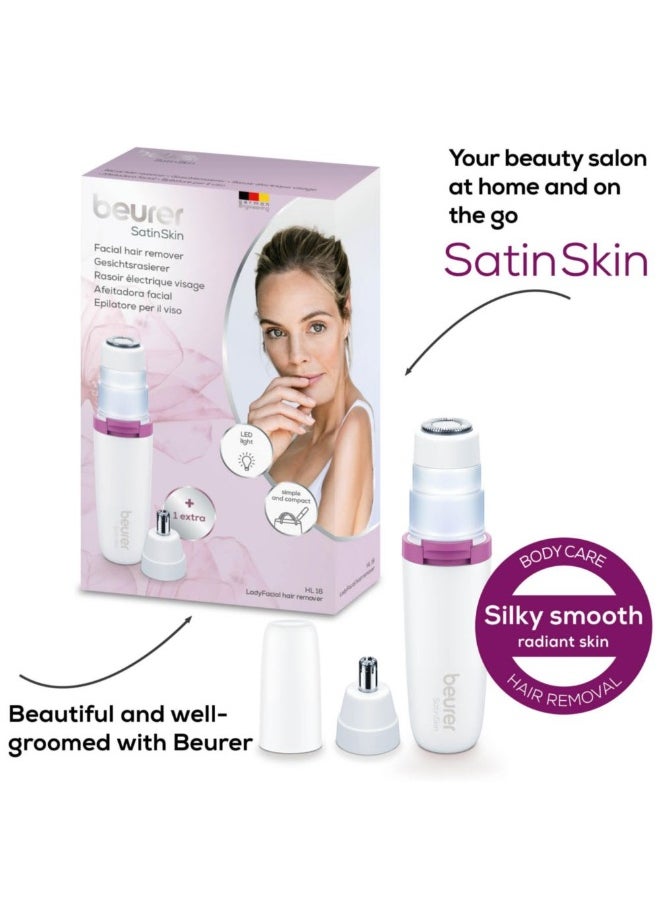 Facial Mini Hair Remover | Hl16 | Electric Facial Hair Removal For Women, Quick And Gentle, Finishing Touch For Upper Lips, Chin And Cheeks, Ideal For On-The-Go, With Smart White Light, White Color | Premium Facial Cleansing Tools