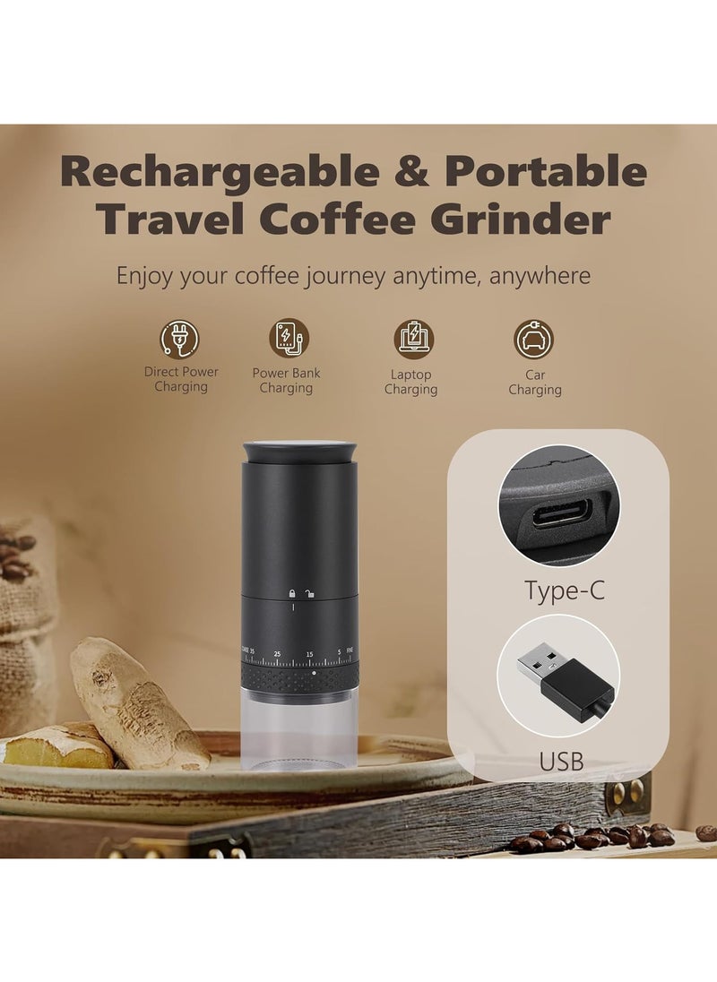 Coffee Grinder, Portable Coffee Maker with 38 Adjustable Settings, LCD Screen, USB Charging & Clean Brush, Coffee Grinder Electric for Espresso, Home, Pour Over, French Press, Travel