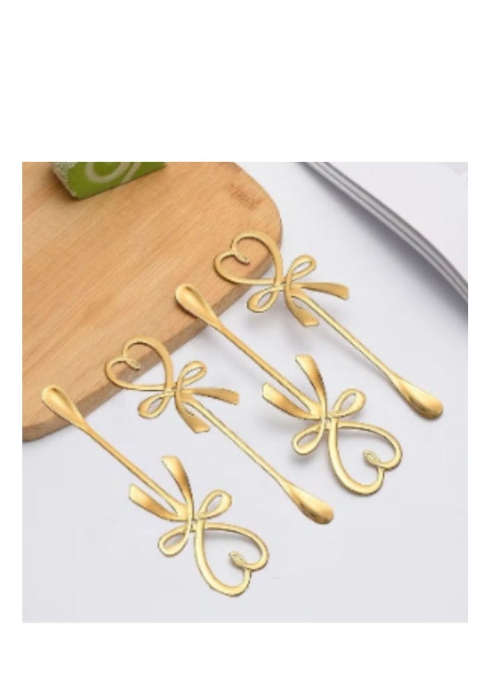 4 packs of exquisite high-value golden bowknot spoons