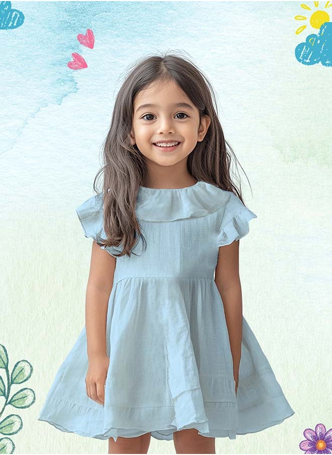 Baby Girls Midi/Knee Frocks - Cute & Trendy Summer Dress | 100% Linen Fabric | Perfect Birthday Gift