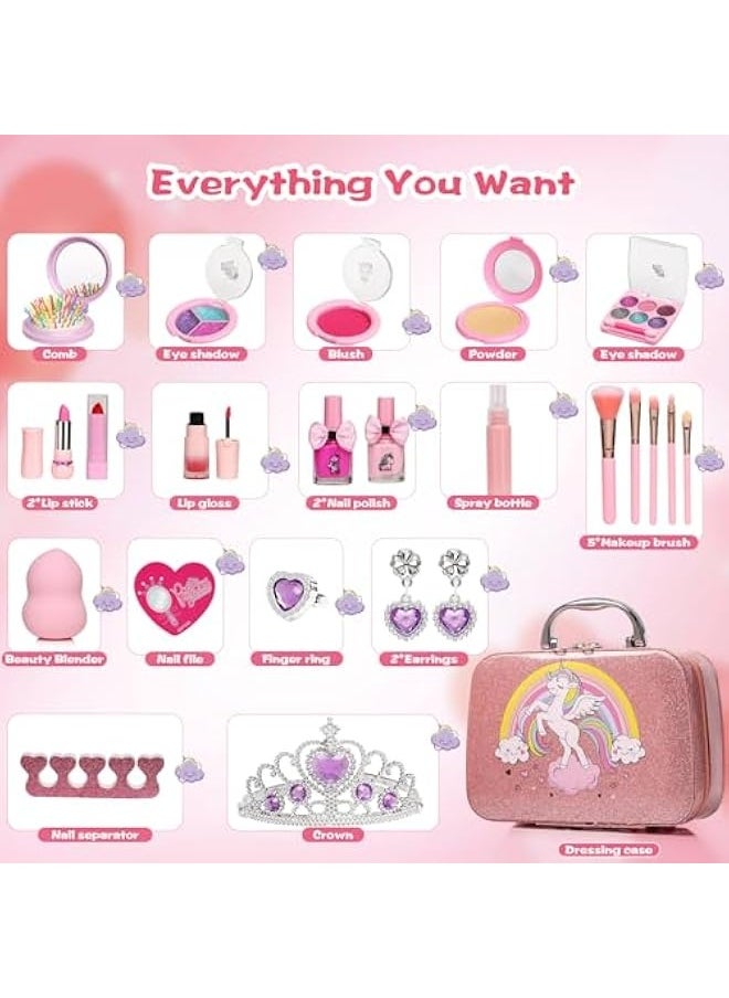 Kids Washable Makeup Girls Toys,Real Little Girl Make up Sets,Toddler Makeup Kit for Kid Children Princess Birthday Gifts Toys for 5 6 7 8 9 10 Year Old Girls