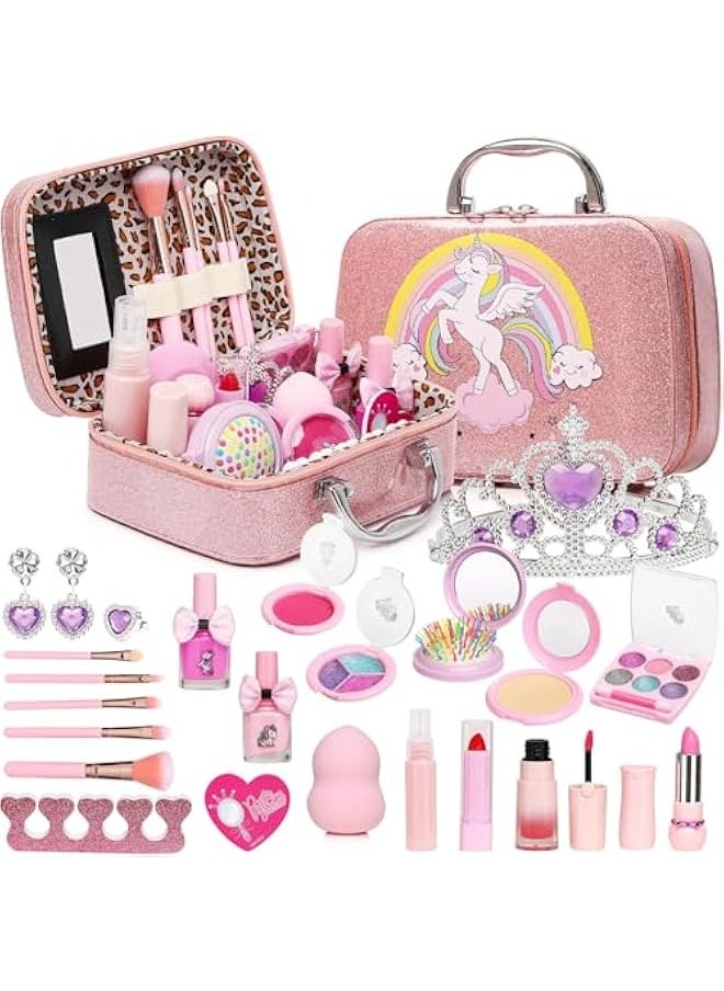 Kids Washable Makeup Girls Toys,Real Little Girl Make up Sets,Toddler Makeup Kit for Kid Children Princess Birthday Gifts Toys for 5 6 7 8 9 10 Year Old Girls