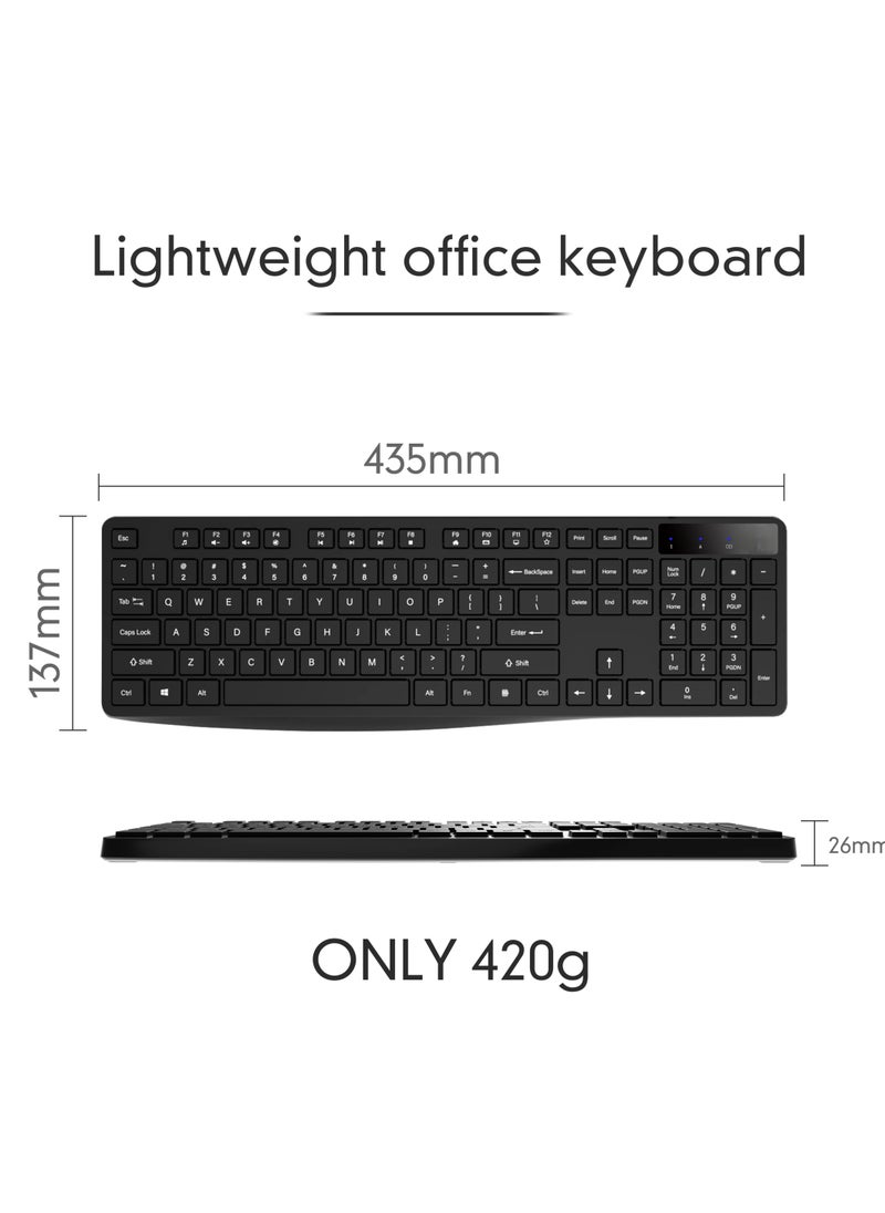 Silent Wireless Keyboard & Mouse Combo, 2.4GHz USB-Receiver, Plug n Play, Wireless Mouse, 12 FN Keys, PC/Laptop, Arabic/English Layout Black